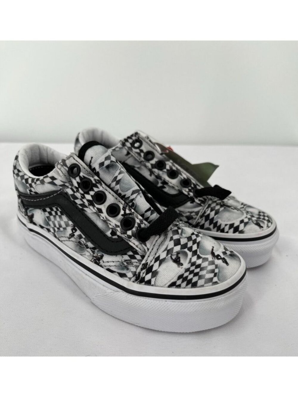 Vans Kids Old Skool  Checkerboard Skate Bowl Pattern Size 11 Black and White